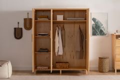 Ranch Houten Kledingkast met 3 Deuren