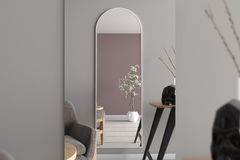 Marsah Ovale Metalen Staande Spiegel, 180x60 cm, Wit