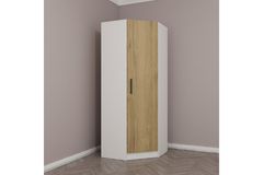 Tideway Hoekkledingkast, 210 cm, Wit en Walnoot