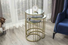 Napoli Terrazzo Nesting Table, Brass
