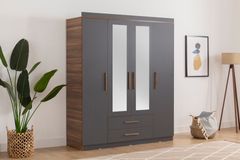Washiba 4 Door Wardrobe, Grey
