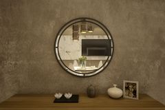 Harmonie Decoratieve Dressoir Spiegel, 70 cm, Antraciet en Zilver