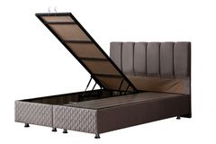 Tetra Box, Hoofdbord En Matras, Grijs, 140X190