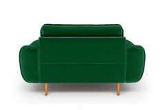 Klem Loveseat In Fluwelen met Houten Poten In Groen Eikhout