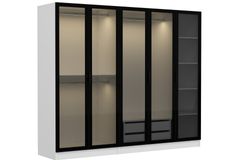 Medway Tideway Kledingkast met 5 Deuren en 2 Lades, 190 cm, Wit en Zwart