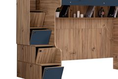 Riva Bunk Bed with Desk, 90 x 190 cm, Walnut