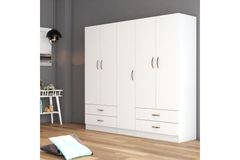 Jennie 5 Door Wardrobe, White