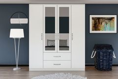 Ena Kledingkast met 4 Deuren, 2 Lades en Spiegel