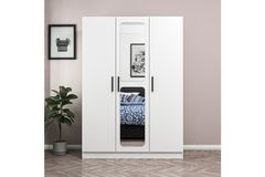 Medway Kledingkast met 3 Deuren, 2 Lades en Spiegel, Wit