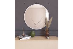 Mone Decoratieve Ronde Spiegel 57 cm, Wit