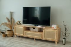 Jute Scandinavisch Jute Tv-Meubel met Stoffen Hoes, 180 cm