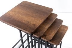 Mono C Bijzettafel, 4 Dlg, Barok Walnoot