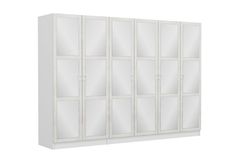 Medway Country Kledingkast met 6 Deuren, 2 Lades en Spiegel, Wit