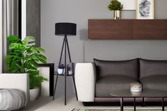 Luxus Vloerlamp met Zwarte Driepoot, Zwart