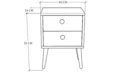Festa Nachtkastje met 2 Lades, Walnoothout & Wit