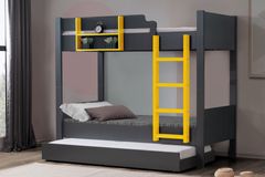 Asien Stapelbed met Onderbed, 90x190 cm, Antraciet en Geel