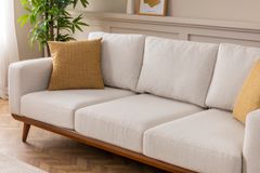 Natur 3-Zitsbank, Creme (Kleurkeuze Stof In Showroom)
