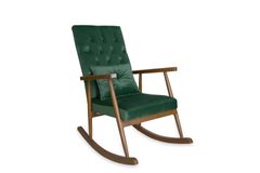 Asedia Trend Schommelstoel Gestoffeerd, Groen & Walnoot