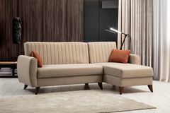 Alcoon Hoekbank met Slaapfunctie, Beige