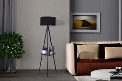Luxus Vloerlamp met Zwarte Driepoot, Zwart