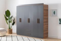 Washiba 6 Door Wardrobe, Grey