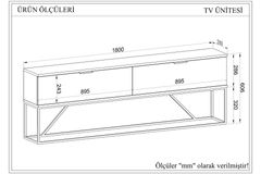 Black TV Unit, 180 cm, Black