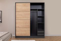 Panna Kledingkast met Schuifdeuren, Walnoot en Antraciet