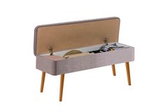 Vina Opbergbank Gestoffeerd, Pijnboom & Lichtgrijs