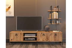 Yanke TV-Meubel met Rekken, 180 cm, Pijnboom