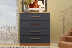 Almina Chest of Drawers, Grey & Walnut