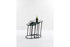 Ci̇rcles Bijzettafel-Set, Zwart, Gerookte Spiegel