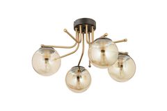 Apliqa Edin Glazen Hanglamp met 4 Lampjes, Geel