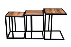Carmen Terrazzo Nesting Table, Dark Wood & Black