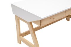 Tres Desk, White & Light Wood