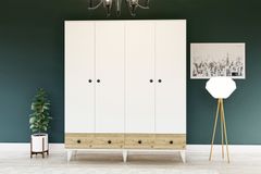 Perlino Kledingkast met 4 Deuren, 2 Lades en Voeten