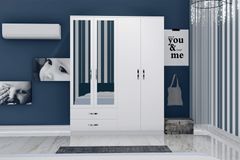 Novado Kledingkast met 4 Deuren, 2 Lades en Spiegel