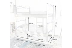Blatt Stapelbed, 90x190 cm, Blauw