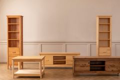 Ranch Boekenrek met Lades, 4 Rekken, Walnoot