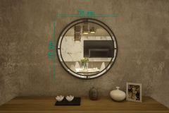 Harmonie Decoratieve Dressoir Spiegel, 70 cm, Antraciet en Zilver