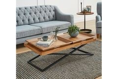 Towly Coffee Table with Trays, Light Wood