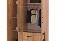 Amica Kledingkast met 3 Deuren & 2 Lades, Walnoot