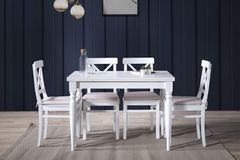 White Eettafelset, 110x70 cm, Creme