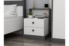 Life Bedside Table, White & Grey