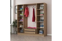 Medway Tideway Kledingkast met 4 Deuren en 2 Lades, 210 cm Walnoot en Zwart