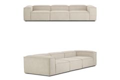 Frid Ruffelfluwelen 3-Zitsbank, Wit