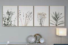 Botanical Flower 4 Piece Art Print with Frame