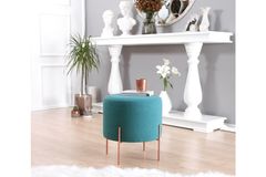 Copper Ronde Poef, Groenblauw