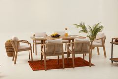 Monte Carlo Houten Tuinset, 6 Zits, Creme
