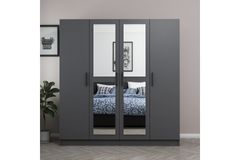 Medway Tideway Kledingkast met 4 Deuren, 2 Lades en Spiegel, 190 cm Antraciet