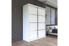 Binnian Kledingkast met 2 Deuren en Schuifdeuren, Wit